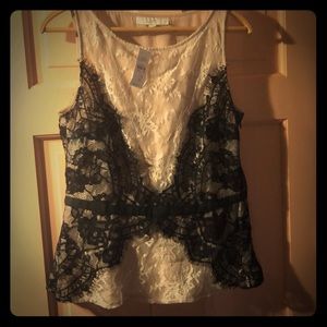 Lace pink and white peplum